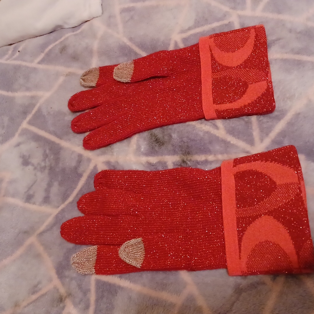 Coach Red Sparkly Mittens